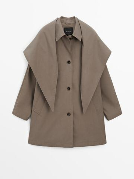 Massimo Dutti Тренч с шарфом, светлый хаки