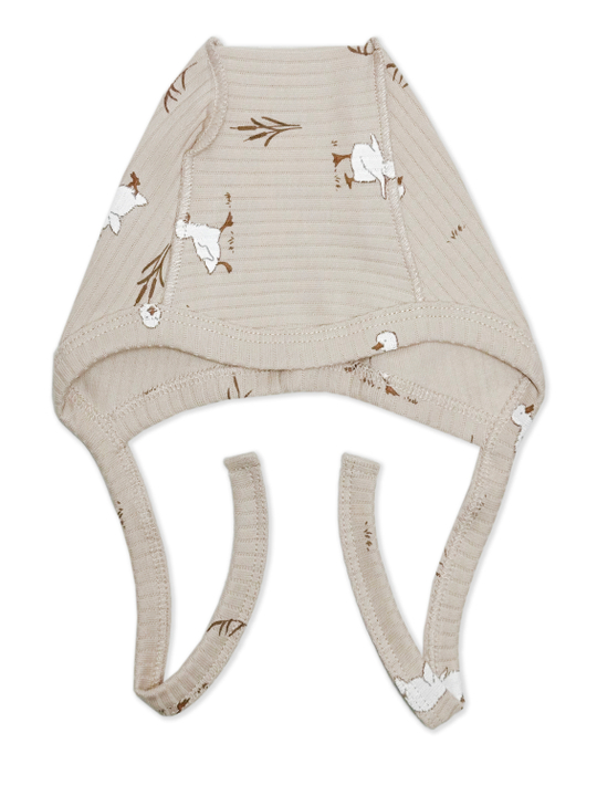 Чепчик Швы наружу Утята Рубчик Светлый кофе RinaAmari