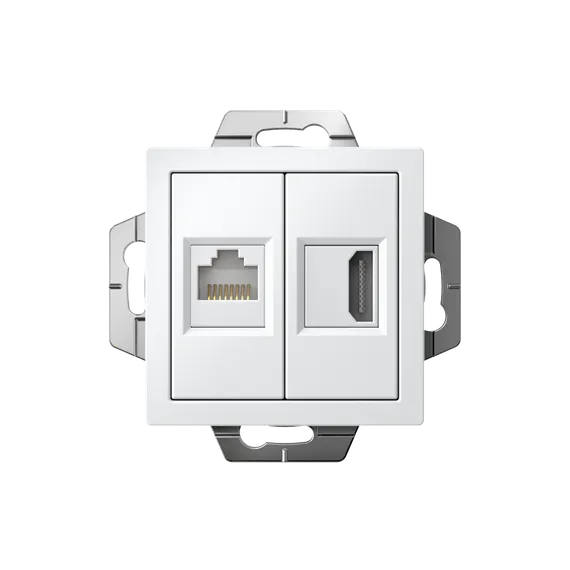 Розетка 2-м СП AtlasDesign HDMI + RJ45 кат.5E механизм бел. SE ATN000182