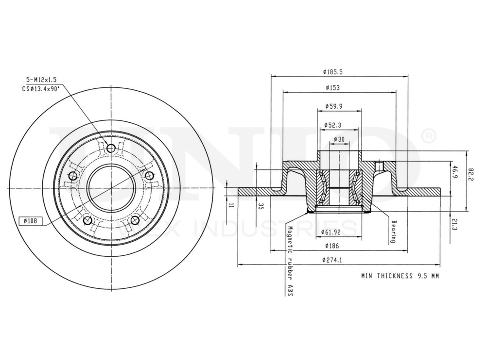 Диск тормозной задний UNIO BRD-20478
