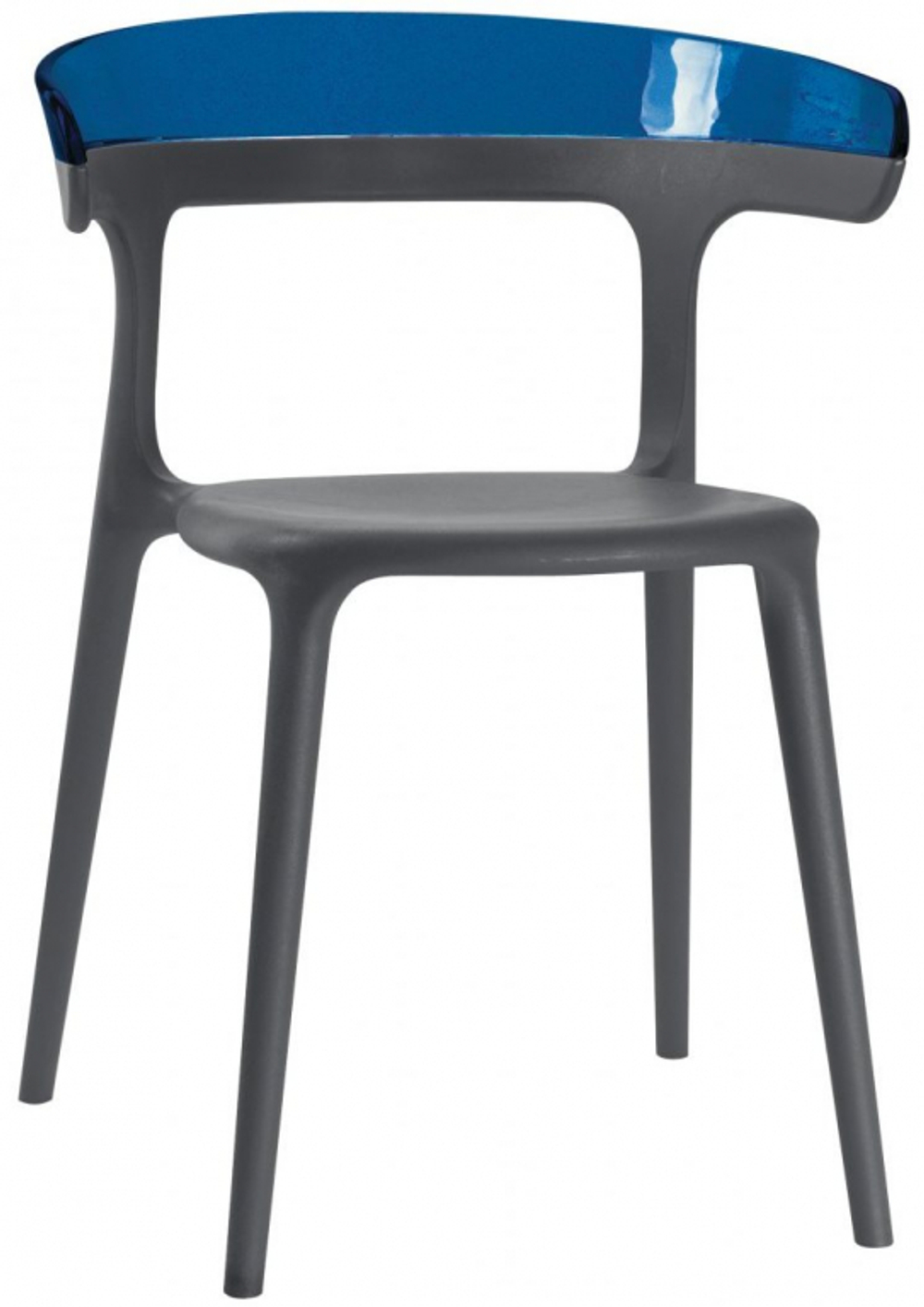 Кресло пластиковое Papatya Luna, антрацит, синий