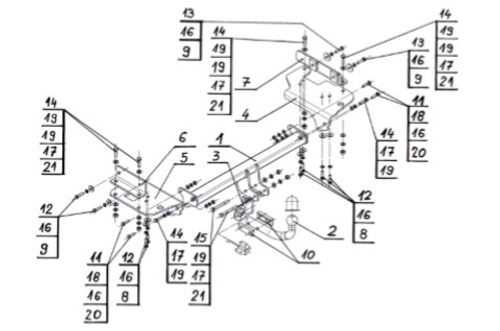 Фаркоп на Hyundai Tucson 2004-2010, Kia Sportage II 01/2005-07/2010 (паспорт и сертификат в комплекте)(без электрики) Steinhof.H-278