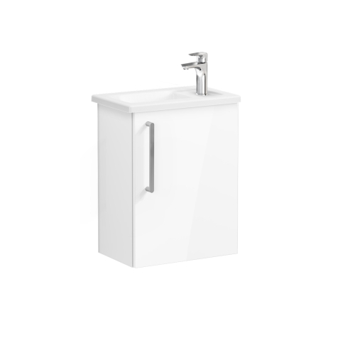 Тумба с раковиной Vitra Root 45 см, с дверцей, глянцевый белый, правосторонняя