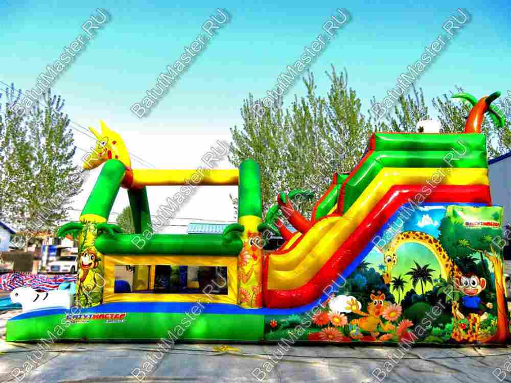 Коммерческий надувной батут "В гостях у жирафа", 9x4x5 м