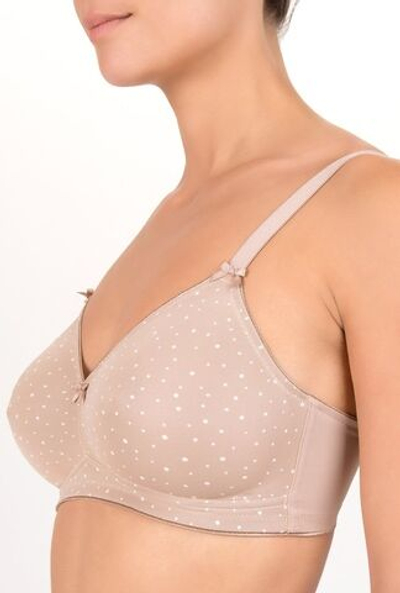 Бескаркасный бюстгальтер в мелкий горох (Размер: 80F) (Цвет: кофейный)