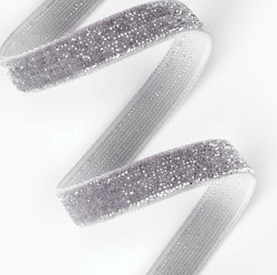 Бархатная лента с серебряным люрексом 20 мм