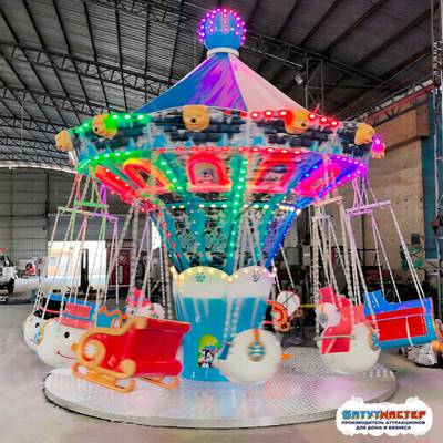 Аттракцион цепочная карусель «Снежная сказка», 12 мест, 4,5×4,5×3,2 м