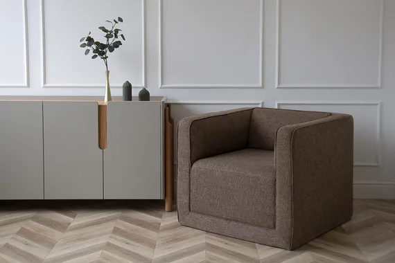 Кресло Cube (коричневый, рогожка)