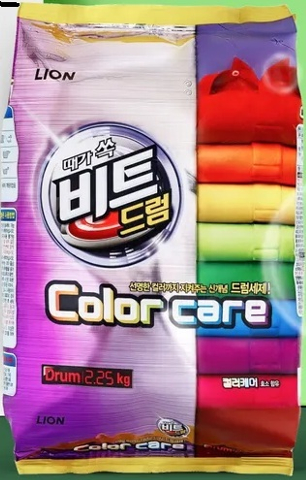 Концентрированный стиральный порошок "BEAT DRUM COLOR CARE" защита цвета (для цветного белья) 2,25 кг, LION