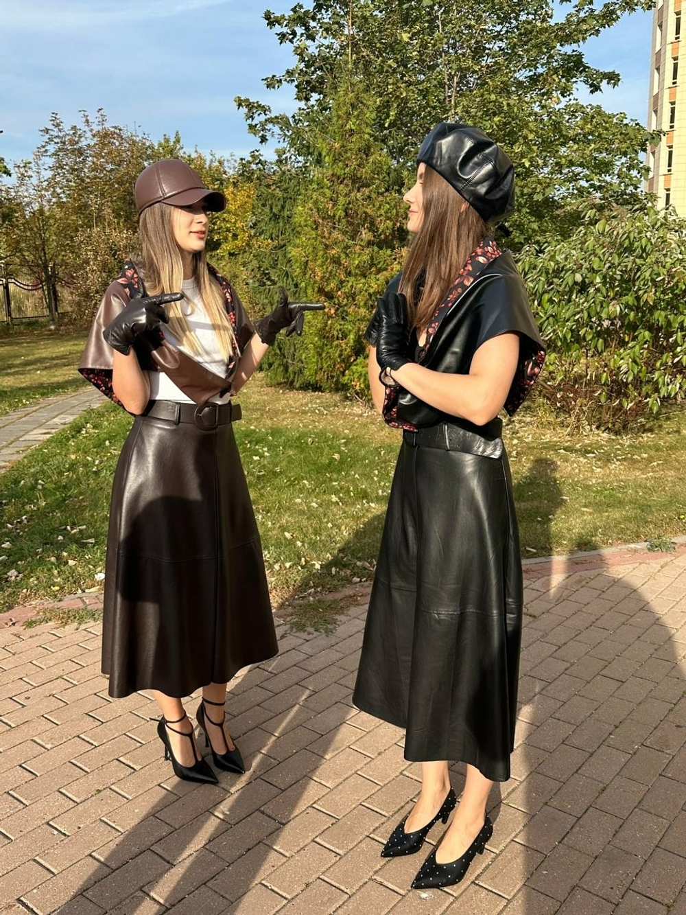 Юбка экокожа шоколад