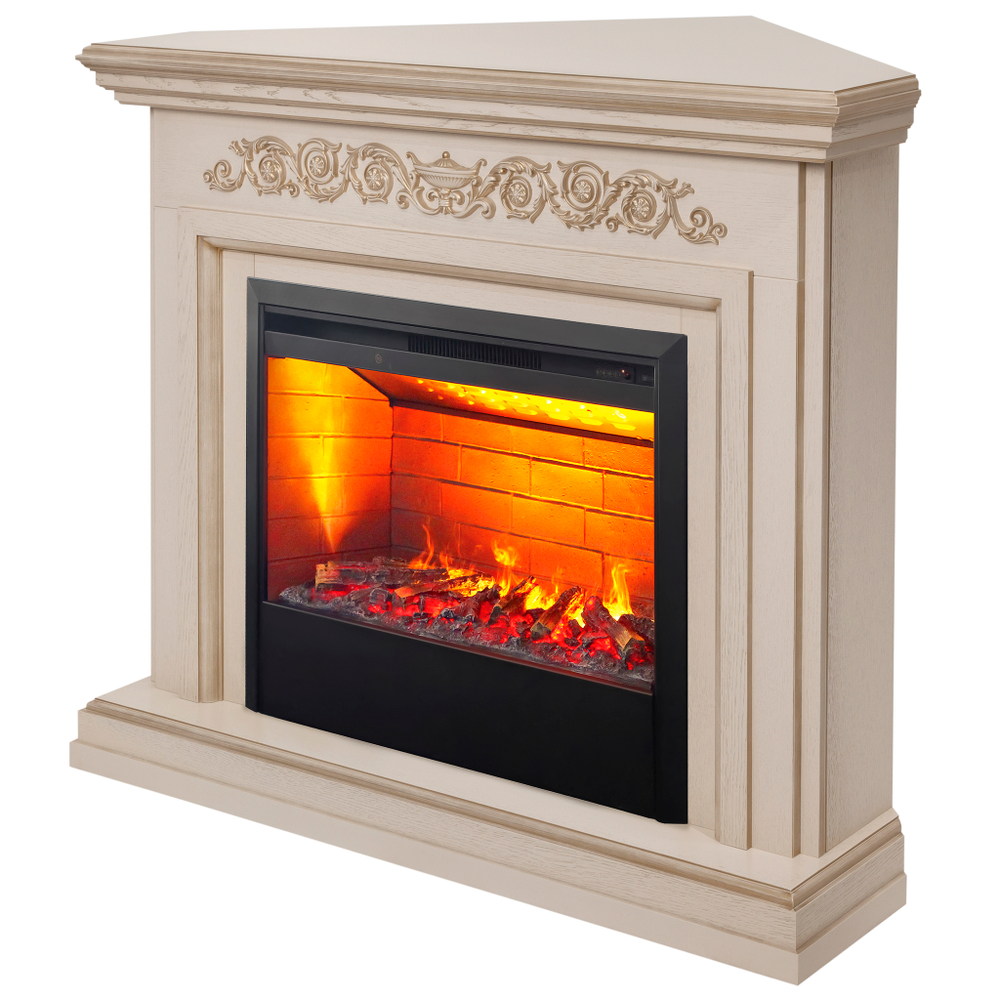Каминокомплект Real Flame Leticia Corner 26 WT-619G с очагом 3D Helios 26 (угловой)