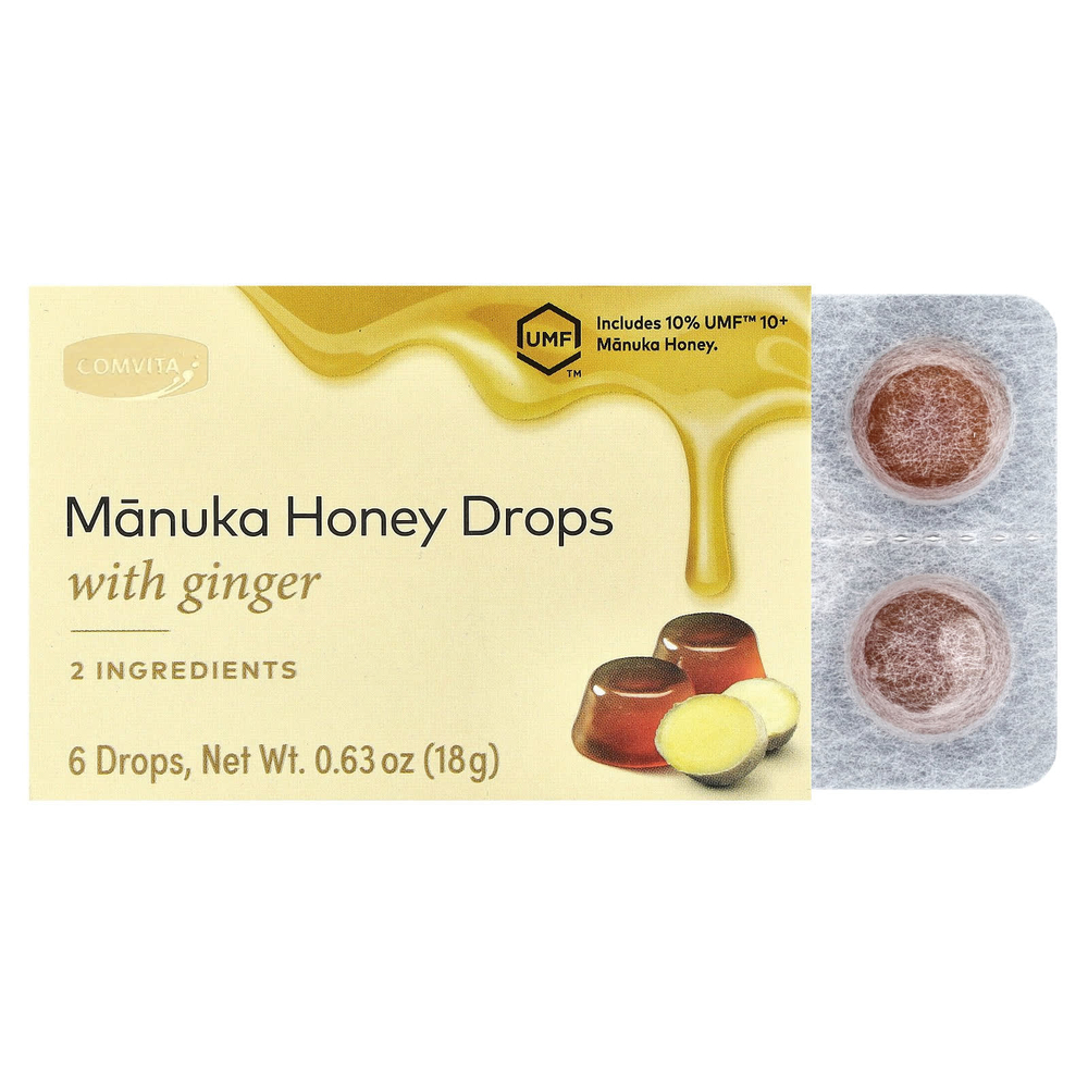 Comvita, Мед манука в каплях с имбирем, 6 капель, 18 г (0,63 унции)