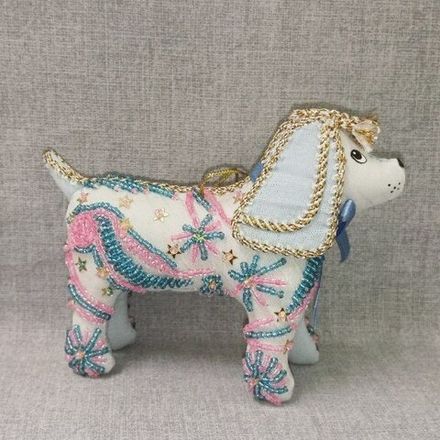 Бисерная ёлочная игрушка Щенок сложный