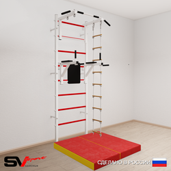 Шведская стенка Sv Sport усиленная 6724 (Турник стандарт/Брусья/Лестница/Мат 1м)