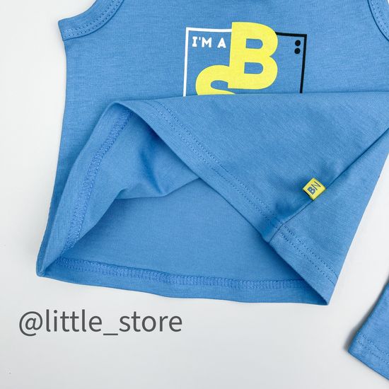 Комплект хлопковый с шортами, Темно-голубой