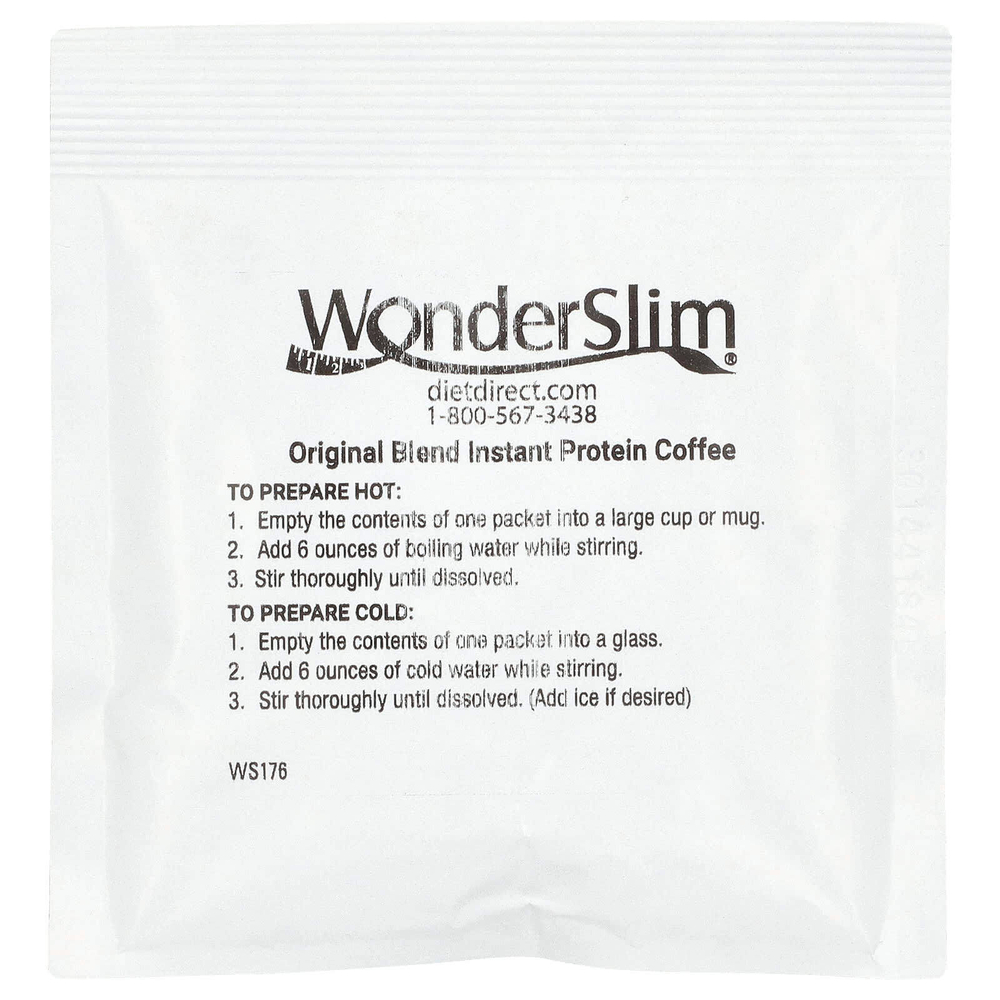WonderSlim, растворимый протеиновый кофе, оригинальная смесь, 7 пакетиков по 18 г