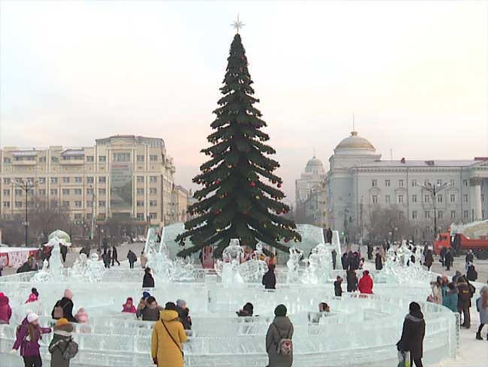 Светодинамическая елка ствольная - встроенная гирлянда: Холодный свет - "Таежная" от 11 до 21 м