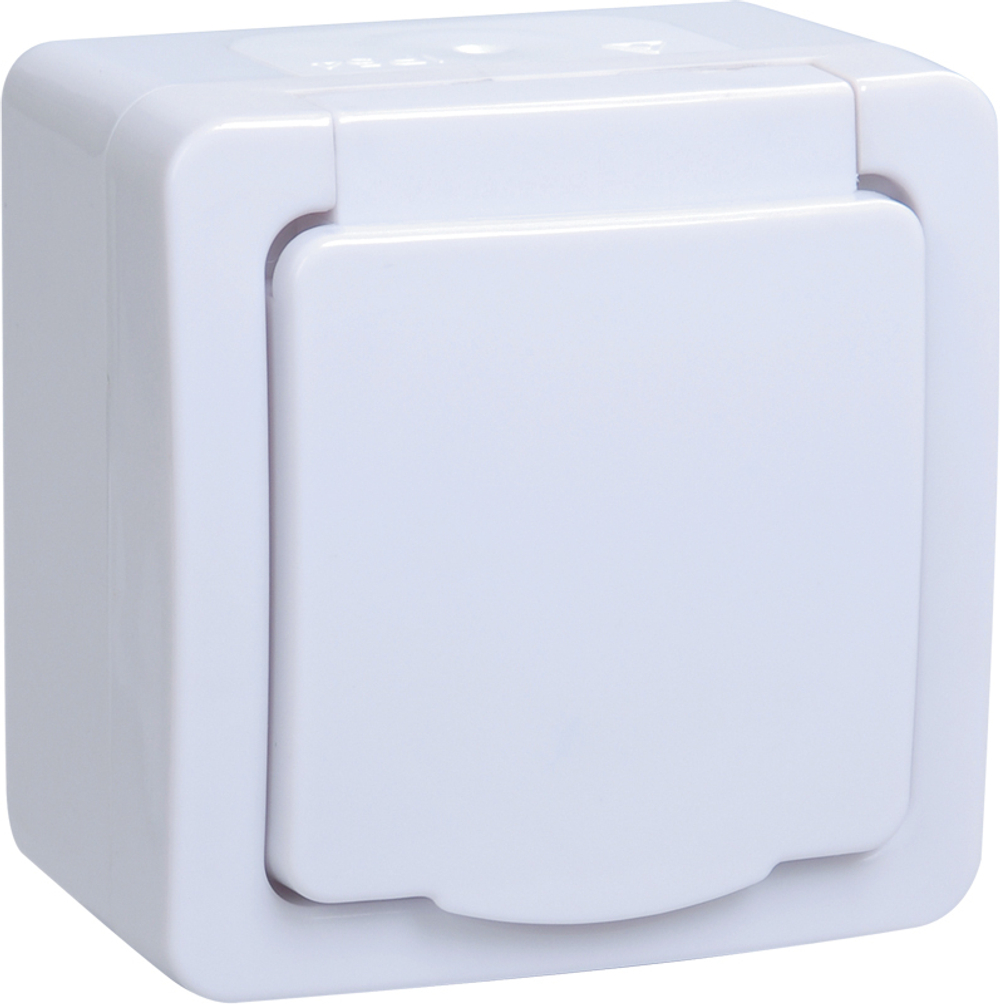 Розетка 1-местная для открытой установки РСб20-3-ГПБб с заземлением IP54 ГЕРМЕС PLUS (цвет крышки:белый) IEK