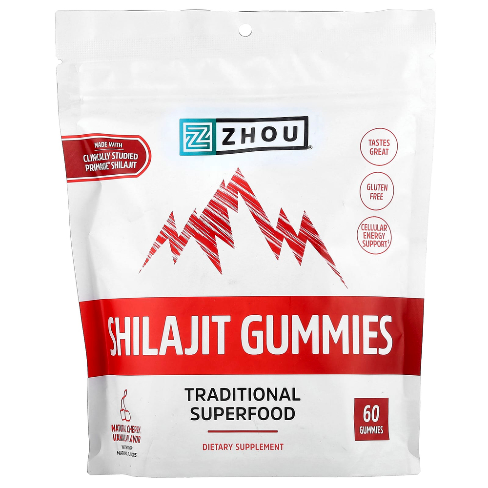 Zhou Nutrition, жевательные таблетки с мумие, со вкусом натуральной вишни и ванили, 60 жевательных таблеток
