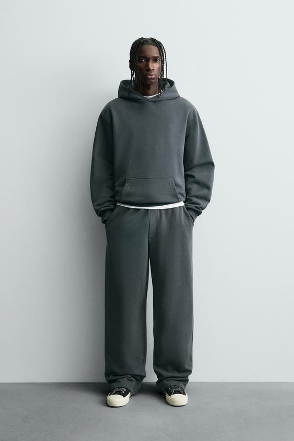 ZARA ДЖОГГЕРЫ WIDE-FIT, ТЕМНЫЙ АНТРАЦИТ