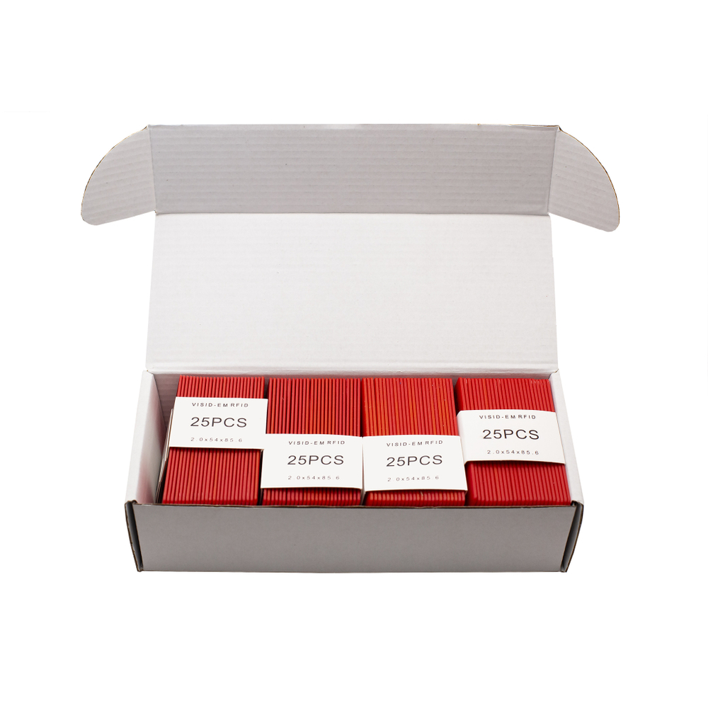 Бесконтактная цветная карта EM-Marine CLAMSHELL (RED) с номером, красного цвета