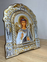 Ангел Хранитель, икона арочная с рамкой, красное дерево 266х335