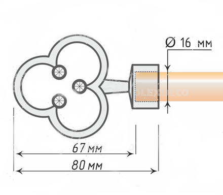 Наконечники "Трефа" d16 мм, цвет хром матовый