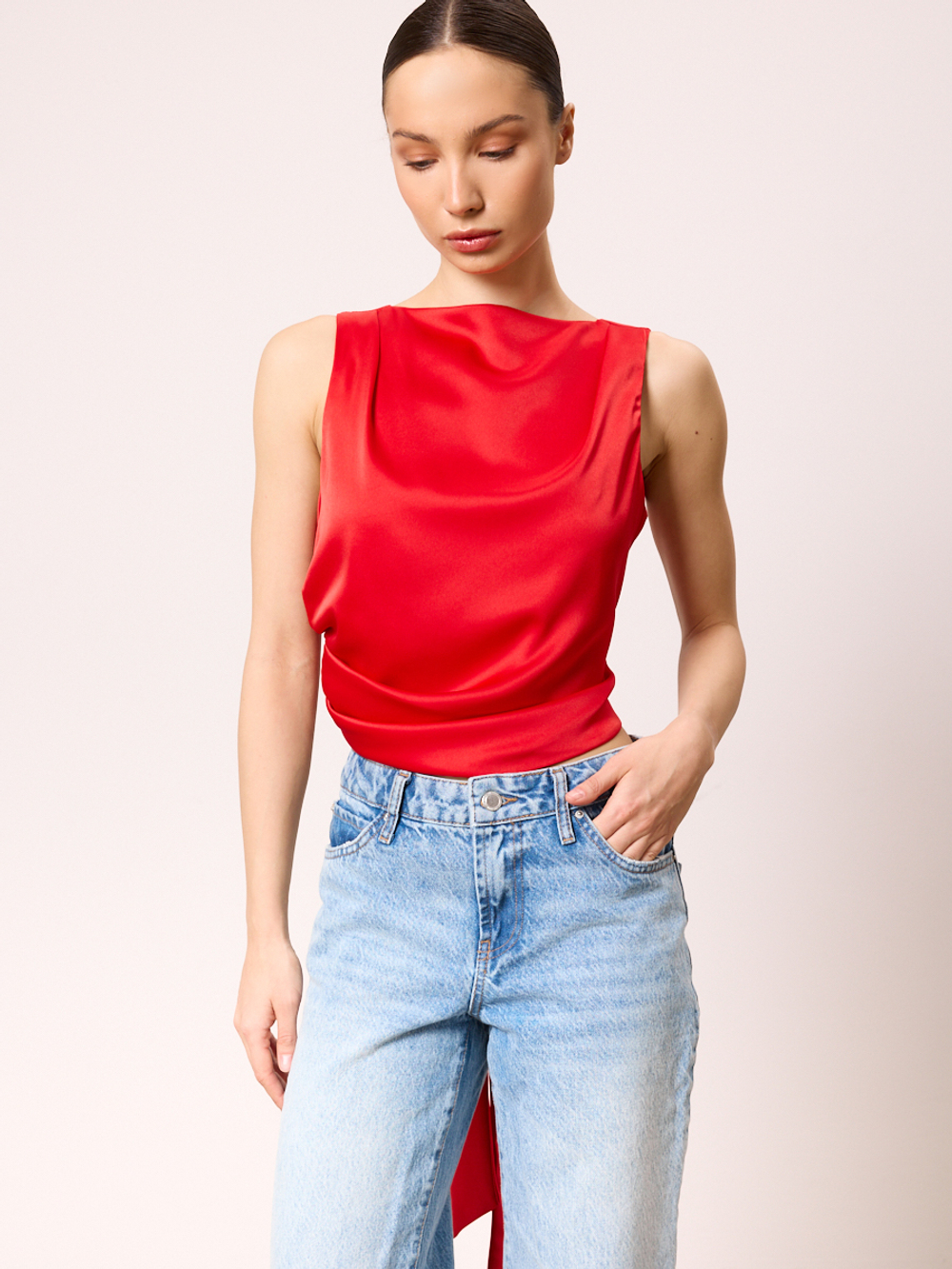 Топ блуза вечерний атласный с открытой спиной