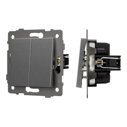 Механизм выключателя двухклавишный самовозвратный SWT-MKR2-PL-GR-V (250V, 10A) (Arlight, -) 049885