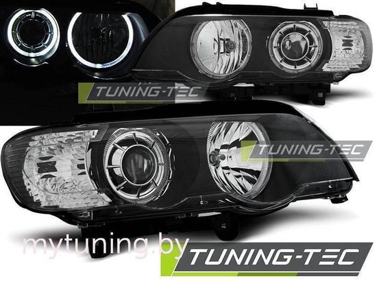 Передние фары led angel eyes black для BMW X5 E53