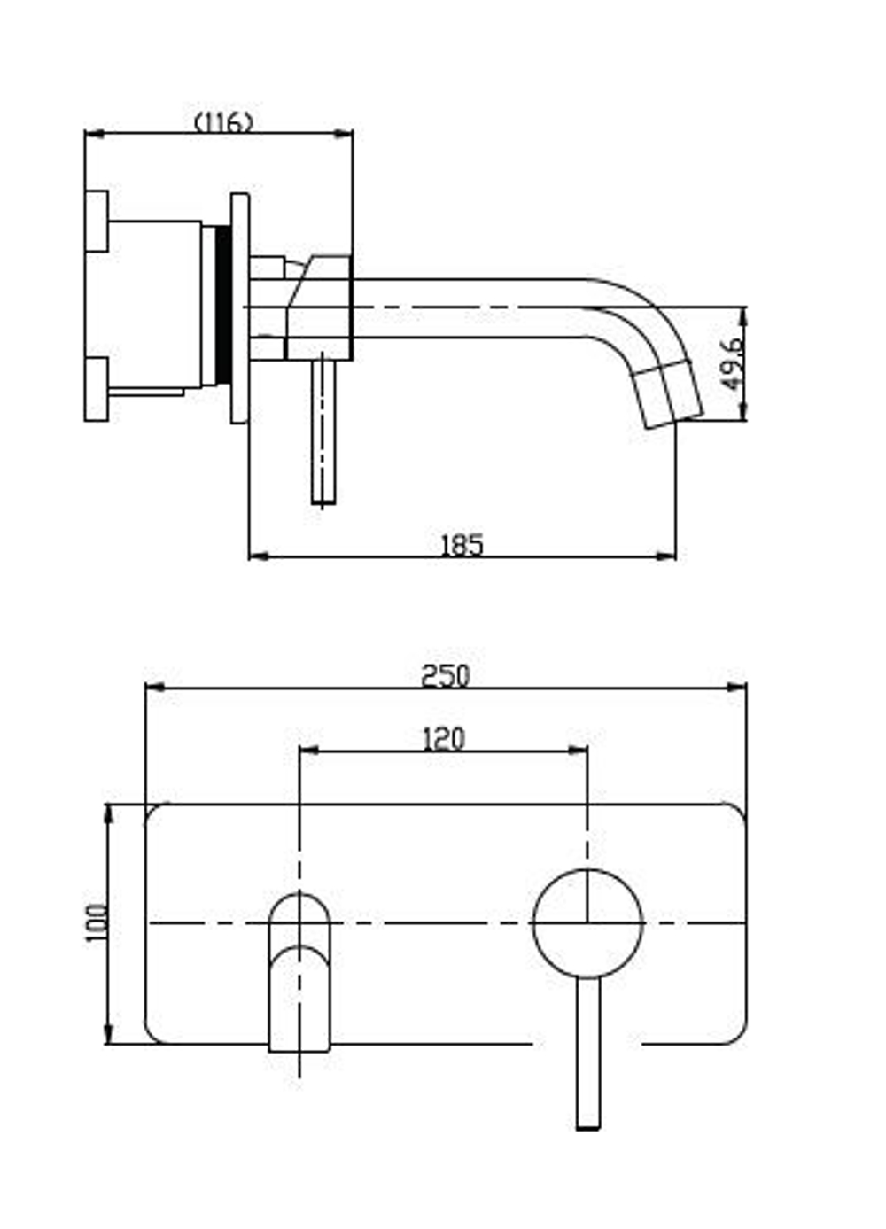 Смеситель для раковины BelBagno ETNA настенный монтаж ETN-BLVM-IN