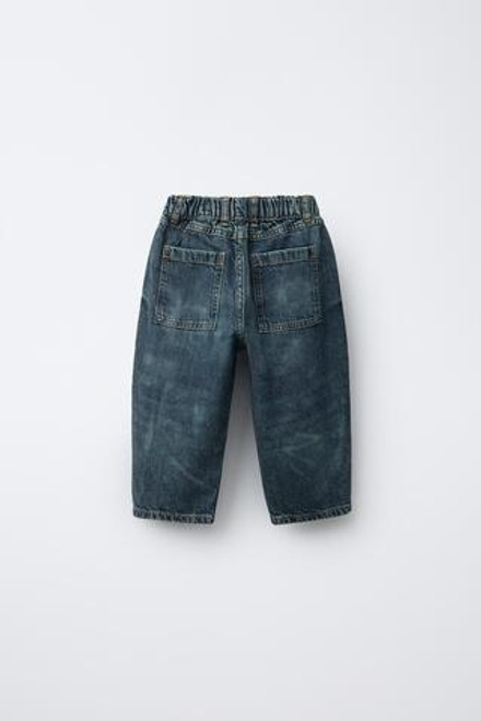 ZARA ДЖИНСЫ BALLOON С ЭФФЕКТОМ ПОТЕРТОСТИ, СИНИЙ