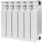 Радиатор биметаллический STOUT TITAN 350 - 6 секций (подключение боковое, цвет белый)