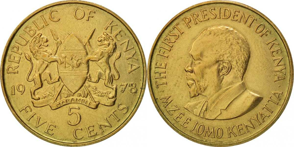 Кения 5 центов, 1969-1978 aUNC