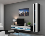 Гостиная Виго нью 8 МДФ Белый DM635-6 / Черный 0190 220*42*180 см, Белый, Черный   Фиеста