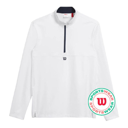 Мужская теннисная футболка Wilson Elevate Performance 1/2 Zip - bright white