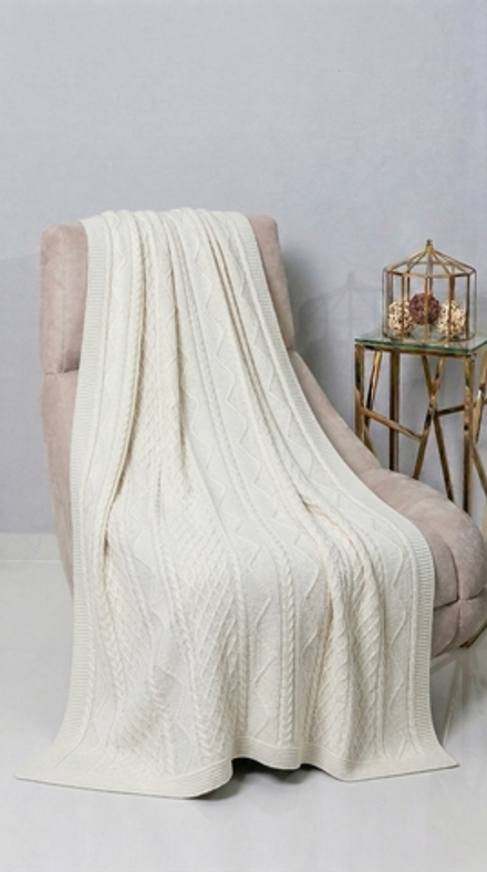 Плед 130x170 Косы-волны МПД034-01 белый