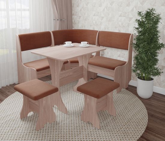 Кухонный уголок compatto "Оливьер" (Ясень Шимо темный/Велюр Ultra Terra (AT)) -G