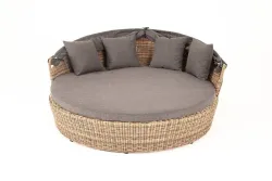 "Стильяно" плетеная кровать круглая, цвет соломенный