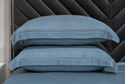 Постельное белье 1.5 спальное Garda Decor Муар сине-зеленое бамбук