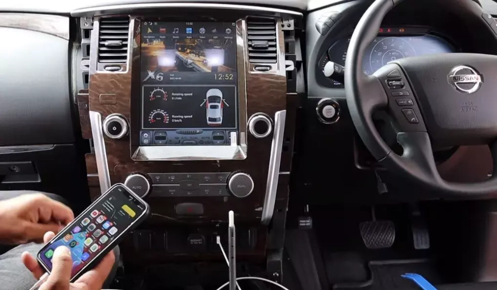 Магнитола Nissan Patrol Y62, Infiniti QX56/QX80 2010-2019 (поддержка Bose, 360 и мониторов) - Carmedia ZF-1808-Q6 вертикальный экран в стиле "Тесла" на Android 11, 8Гб+128Гб, CarPlay, 4G SIM-слот