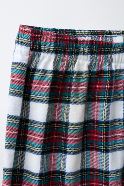 ZARA ФЛАНЕЛЕВАЯ ПИЖАМА В КЛЕТКУ, ЭКРЮ