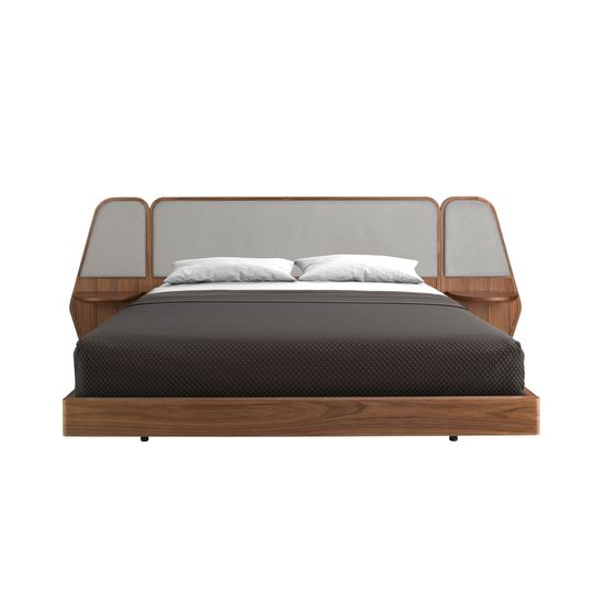 Кровать 7175 из ореха и серой ткани для матраса 180x200 см