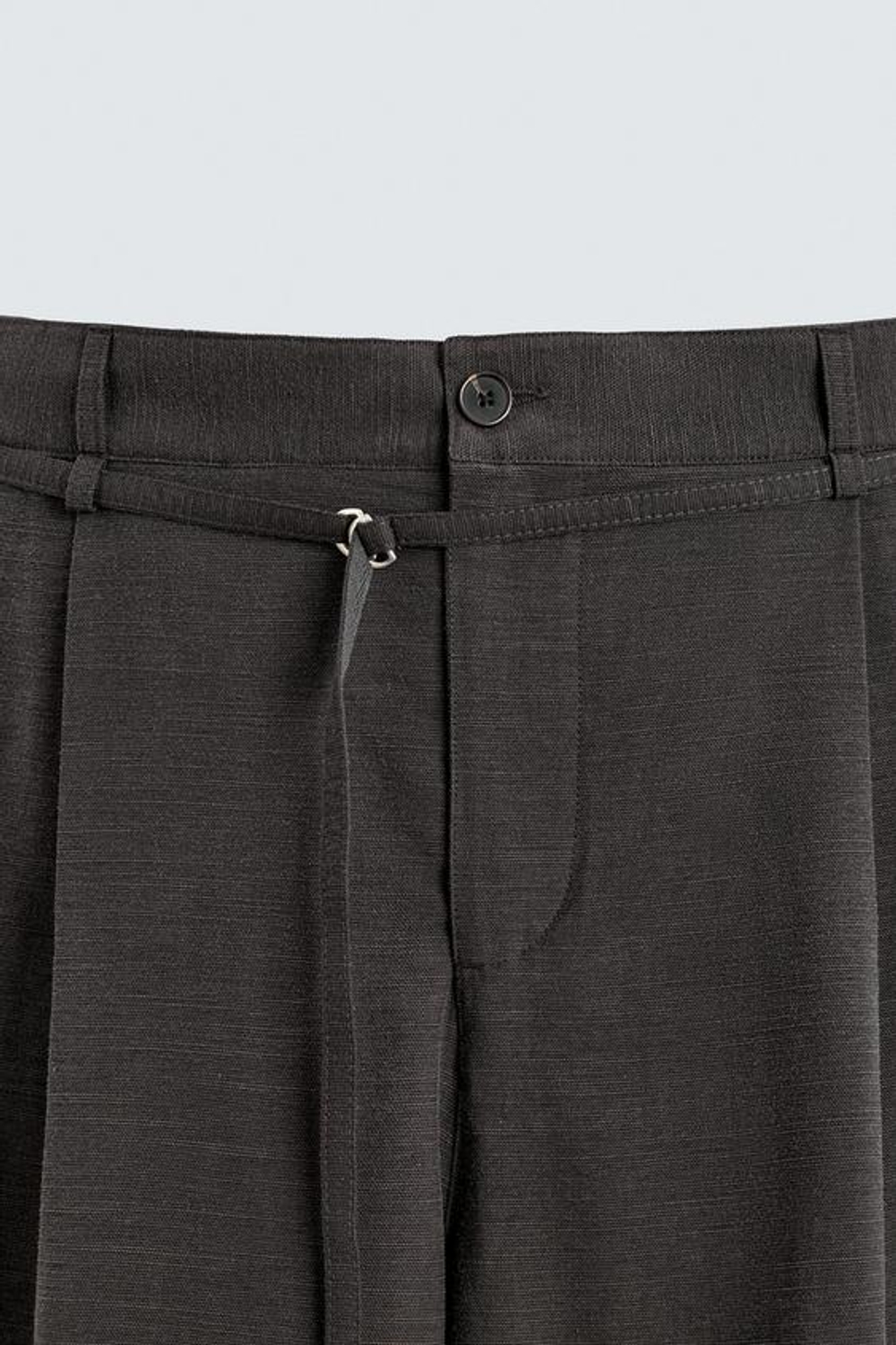 ZARA БРЮКИ BALLOON FIT С ЗАЩИПАМИ И ПОЯСОМ, ЗЕЛЕНЫЙ/СЕРЫЙ
