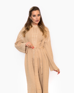 Женский трикотажный костюм-тройка бежевый с кардиганом