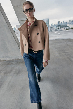 ZARA КОРОТКАЯ КУРТКА С ВОРОТНИКОМ-СТОЙКОЙ, РЫЖЕВАТО-КОРИЧНЕВЫЙ