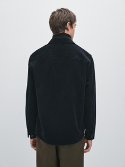 Massimo Dutti Вельветовая куртка-рубашка с карманами, темно-синий