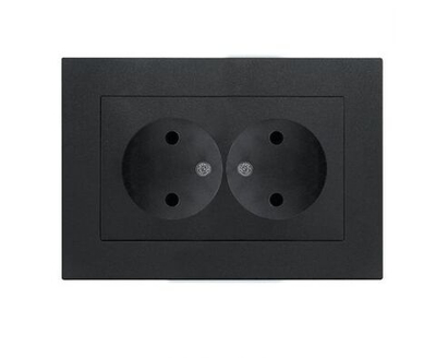 Розетка 2-м СП Афина 16А IP20 без заземл. в сборе графит Universal A0102-Gr