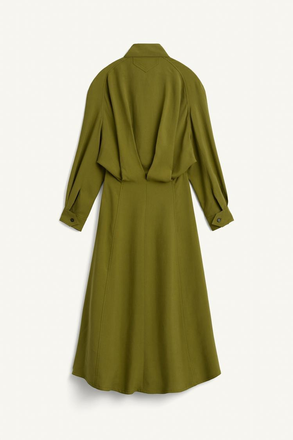 ZARA ПЛАТЬЕ МИДИ С ВЫСОКИМ ВОРОТНИКОМ, ХАКИ