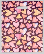 Подарочный пакет с сердечками - 31 х 40 см. (Цвет: разноцветный)